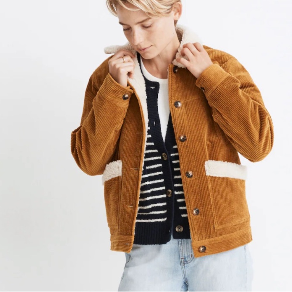 Madewell Sherpa Lined Corduroy Swing Chore Coat